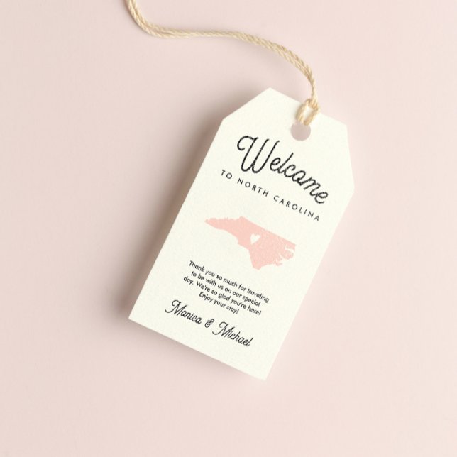 Willkommen in NORTH CAROLINA Hochzeit JEDE FARBE!! Geschenkanhänger (Von Creator hochgeladen)