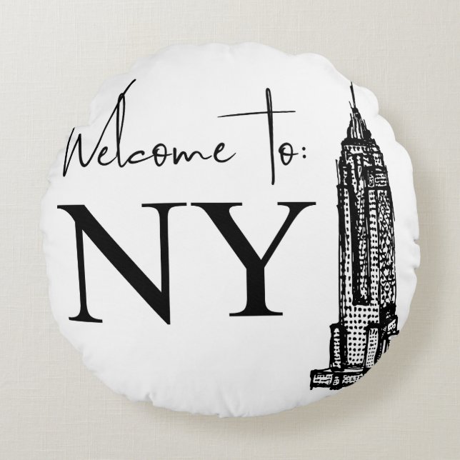 WILLKOMMEN IN NY RUNDES KISSEN (Vorderseite)