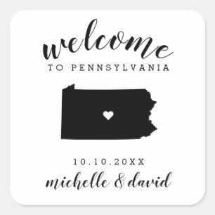 Willkommen in Pennsylvania   Brauchtum für Hochzei Quadratischer Aufkleber
