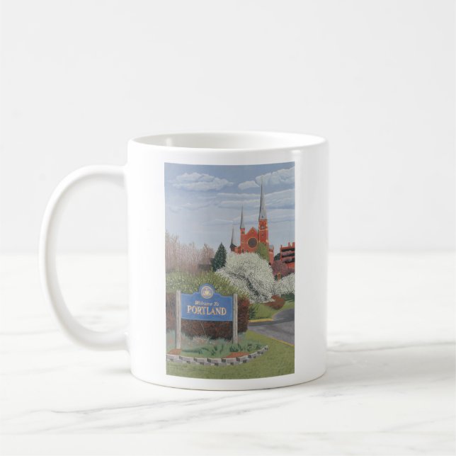 Willkommen in Portland Maine Kaffeetasse (Links)