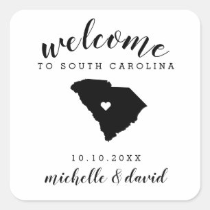 Willkommen in South Carolina   Brauchtum für Hochz Quadratischer Aufkleber