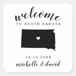 Willkommen in South Dakota   Brauchtum für Hochzei Quadratischer Aufkleber