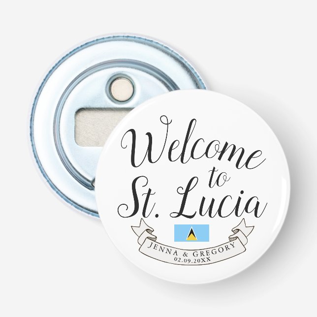 Willkommen in St. Lucia | HOCHZEIT IN URLAUBSORT Flaschenöffner (Vorderseite)
