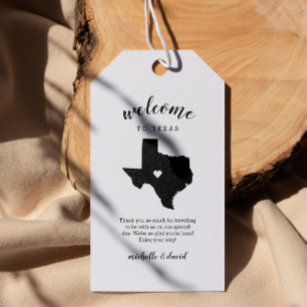 Willkommen in Texas   Kalligraphische Hochzeit Geschenkanhänger