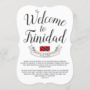 Willkommen in Trinidad   Geschenk für Hochzeitsgäs Einladung