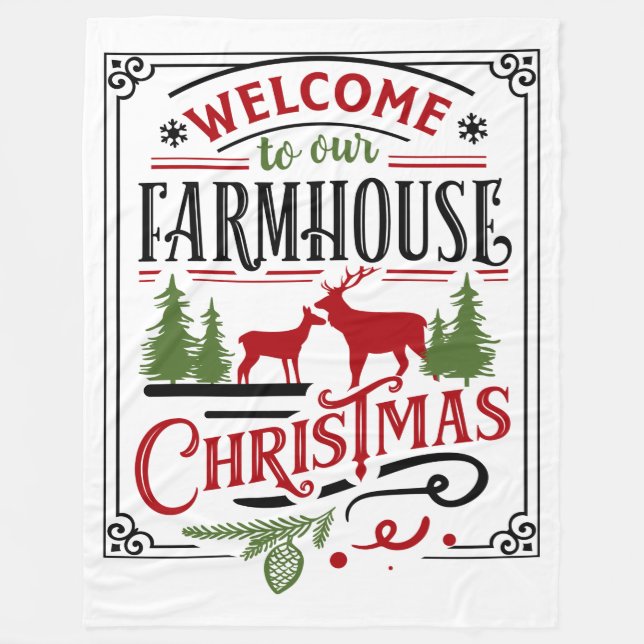 Willkommen in unserem Bauernhof Weihnachten Fleecedecke (Vorderseite)