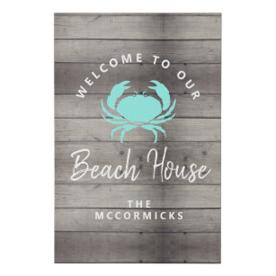 Willkommen in unserem Beach House Personalisiert Künstlicher Leinwanddruck
