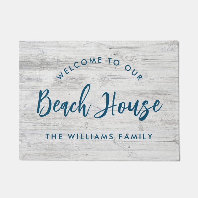 Willkommen in unserem Beach House Script Fußmatte (Vorderseite)