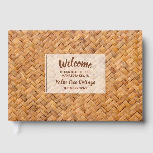 Willkommen in unserem Beach House Woven Palm Leaf  Gästebuch (Vorderseite)