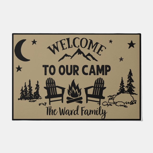Willkommen in unserem Camp Rug, Camping Liebhaber  Fußmatte (Vorderseite)
