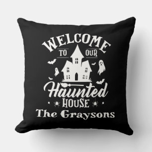 Willkommen in unserem Haus Halloween Gruseldekorat Kissen