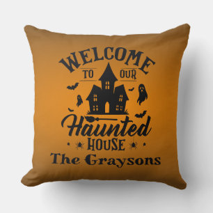 Willkommen in unserem Haus Halloween Gruseldekorat Kissen