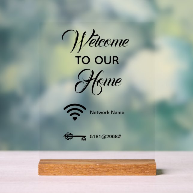 Willkommen in unserem Haus WiFi-Passwort elegant Acrylschild (Neutral)
