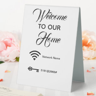 Willkommen in unserem Haus WiFi-Passwort elegant Tischaufsteller