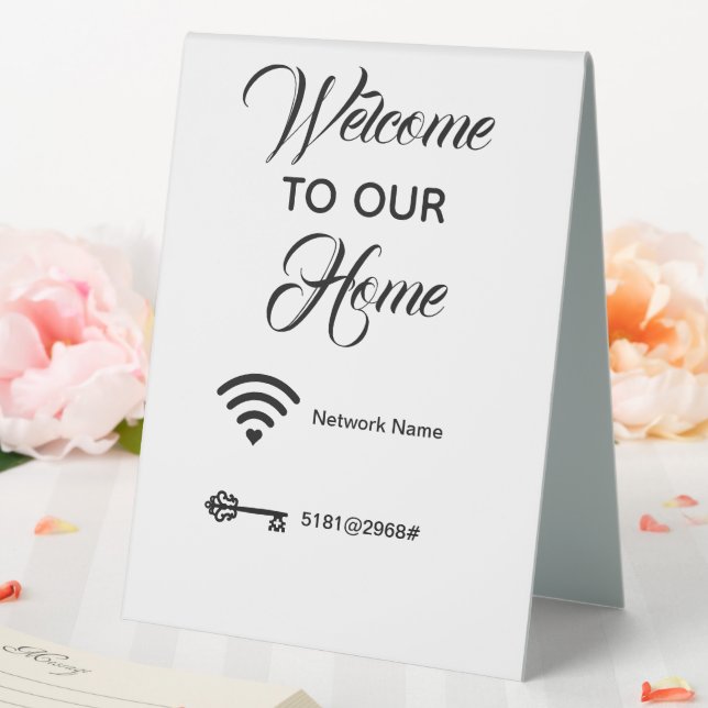 Willkommen in unserem Haus WiFi-Passwort elegant Tischaufsteller (In Situ (Hochzeit))