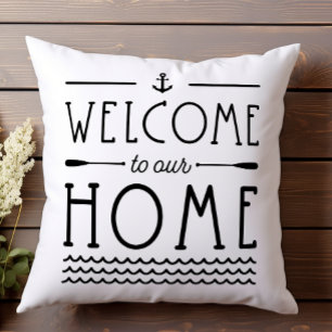 Willkommen in unserem Heim Lake House Nautical Kissen