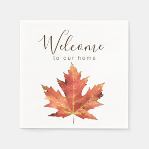 Willkommen in unserem Herbstlaub zu Hause Serviette