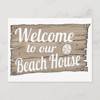 Willkommen in unserem Strandhaus Postkarte