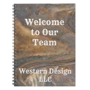 Willkommen in unserem Team Brown Woodgrain Berufli Notizblock