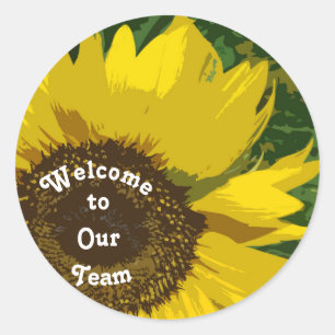 Willkommen in unserem Team Sonnenblumen Business Runder Aufkleber