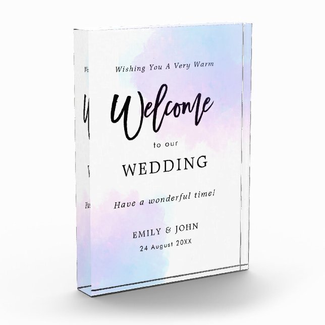Willkommen in unserer Hochzeitspastel Lilac Wasser Fotoblock (Links)