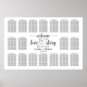 Willkommen in unserer Liebe Story 18 Table Wedding Poster