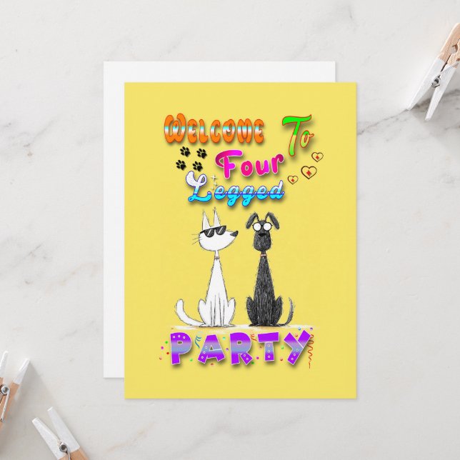Willkommen in vier Party (Vorderseite/Rückseite Beispiel)