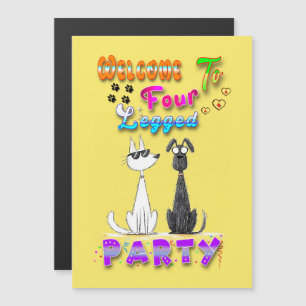 Willkommen in vier Party Magnetkarte