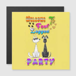 Willkommen in vier Party Magnetkarte