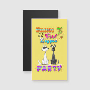 Willkommen in vier Party Magnetkarte