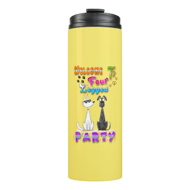 Willkommen in vier Party Thermosbecher (Vorderseite)