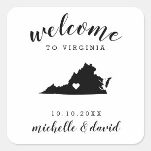 Willkommen in Virginia Brauchtum für Hochzeiten Quadratischer Aufkleber