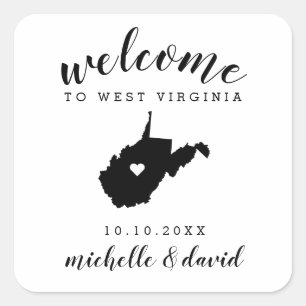 Willkommen in West Virginia   Brauchtum für Hochze Quadratischer Aufkleber
