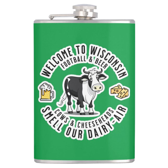 Willkommen in Wisconsin, Riechen Sie unsere Milchl Flachmann (Vorderseite)
