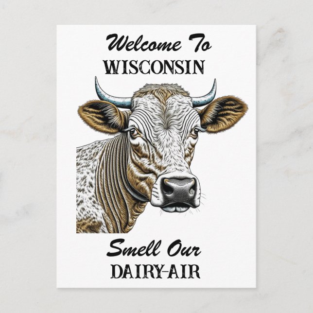 Willkommen in Wisconsin, Riechen Sie unsere Milchl Postkarte (Vorderseite)
