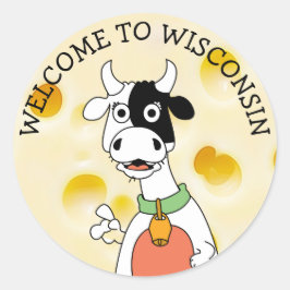Willkommen in Wisconsin Schweizer Käse- und Kuhkle Runder Aufkleber