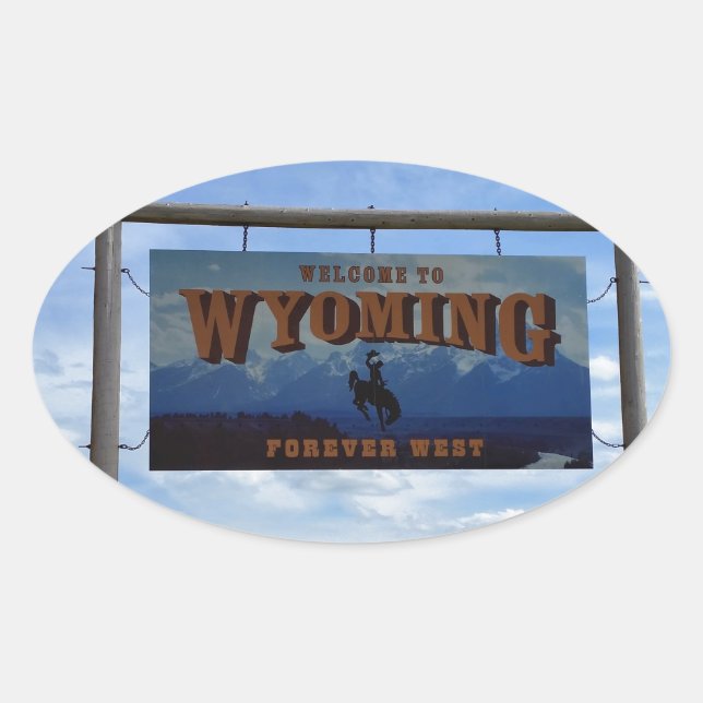 Willkommen in Wyoming Ovaler Aufkleber (Vorderseite)