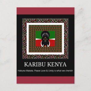 Willkommen Kenia: Lebendige Nationalflaggenfarben  Postkarte