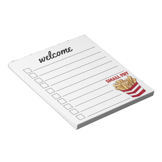 Willkommen Kleine Fry French Fries Feinschmecker B Notizblock (angewinkelt)