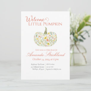 Willkommen kleiner Kürbis Aquarell-Baby-Party Einladung