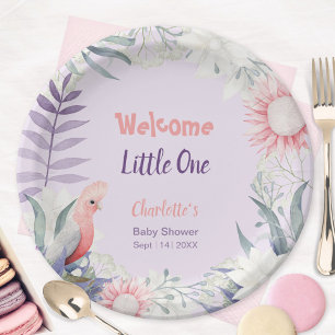 Willkommen Kleiner Lavendel-Blüten-Baby-Party Pappteller