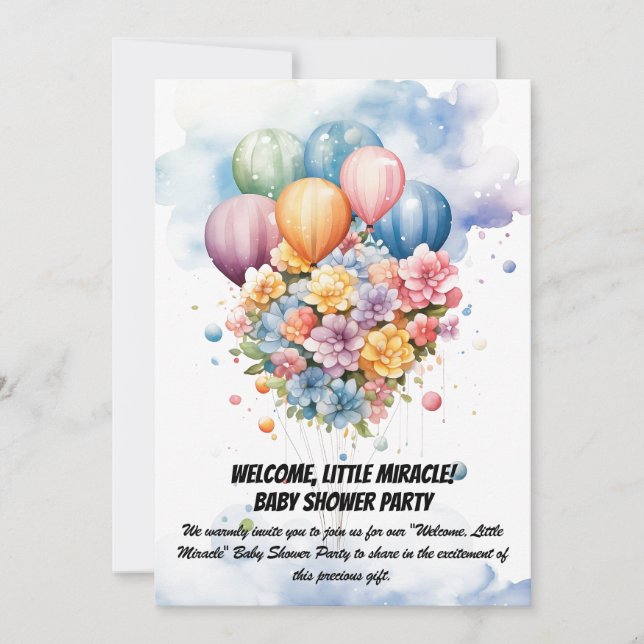 Willkommen, kleines Wunder! - Baby Shower Party In Einladung (Vorderseite)