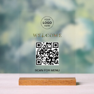 Willkommen Kundenspezifischer QR-Code Logo Moderne Acrylschild