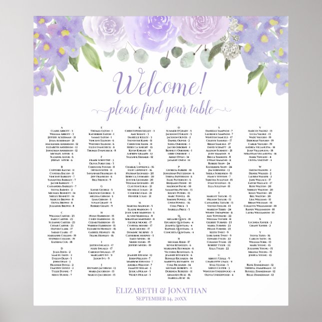 Willkommen Lavender Rose Alphabetisches Seekarten Poster (Vorne)