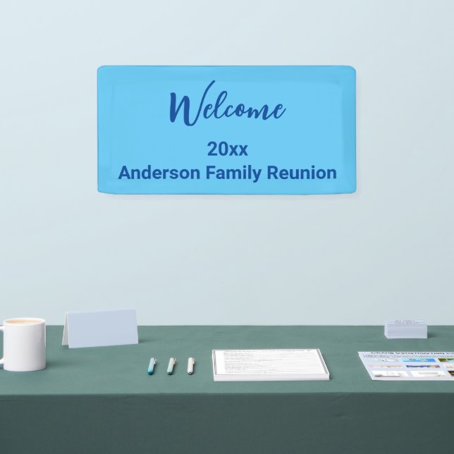 Willkommen Light Blue & Dark Blue Name Family Wied Banner (Messe)