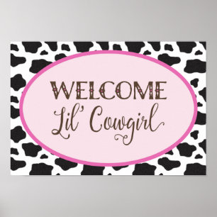 Willkommen Lil' Cowgirl Baby Duschbanner Poster
