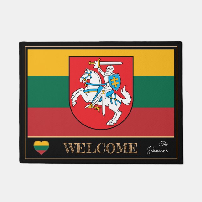 Willkommen Litauen & Litauisches Flaggenhaus /spor Fußmatte (Vorderseite)