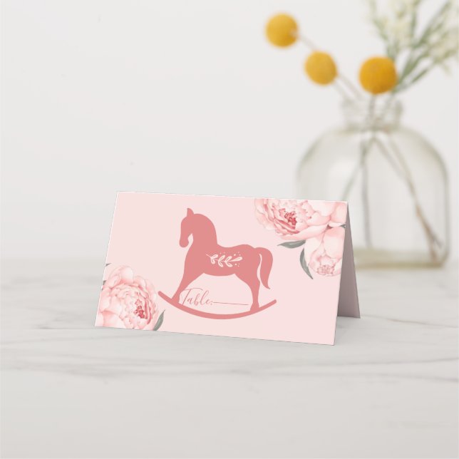 Willkommen Little Lady Blush Pink Peony Napkins Platzkarte (Vorderseite)