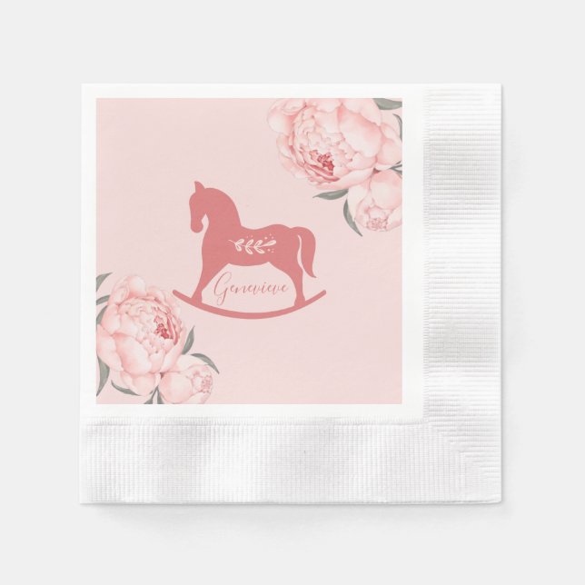 Willkommen Little Lady Blush Pink Peony Serviette (Vorderseite)