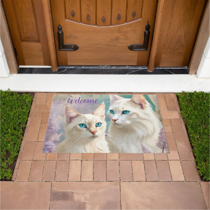 Willkommen Lynx Point Siamese Cat Portrait Art Fußmatte